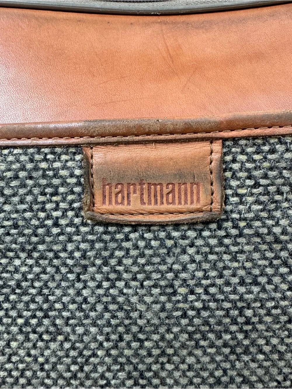 Hartmann Olive Tweed Rolling Carry-On with Tan Leather Trim